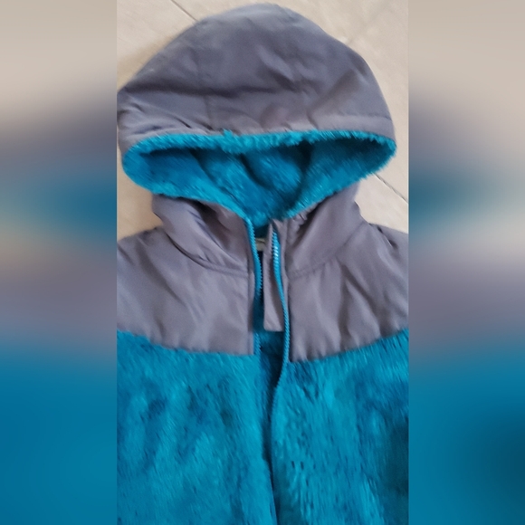 LANDS END FAUX FUR JACKET IN TEAL L 14 - Picture 3 of 6